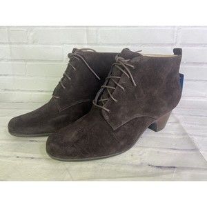 Clarks Leyden Bell Brown Suede Leather Witch Lace Up Boots Bootie Womens Size 11